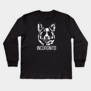 Funny Corgi saying Incorgnito dog lover Kids Long Sleeve T-Shirt